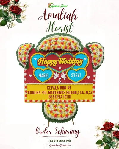 Karangan Papan Bunga Pernikahan di Lahundape